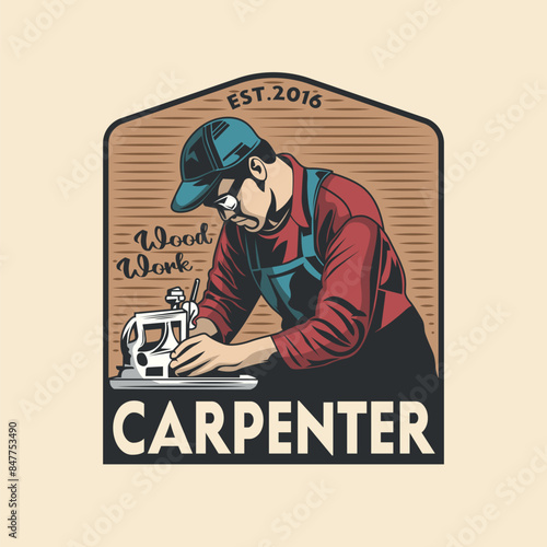 Carpenter woodwork craftsman Vintage badge logo