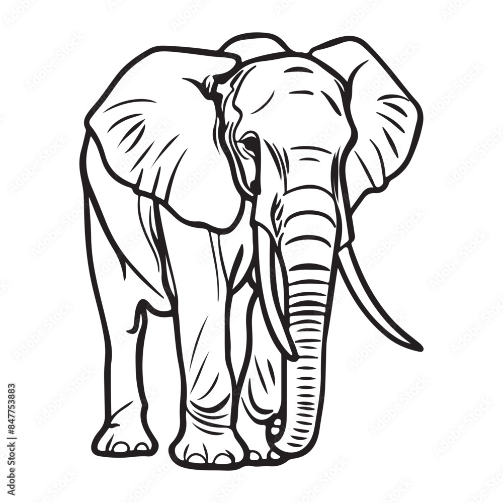 Fototapeta premium Simple elephant icon or logo, black vector illustration on white background