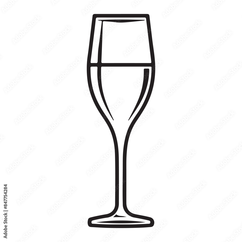 Simple champagne glass icon, black vector illustration on white background Simple champagne glass icon, black vector illustration on white background
