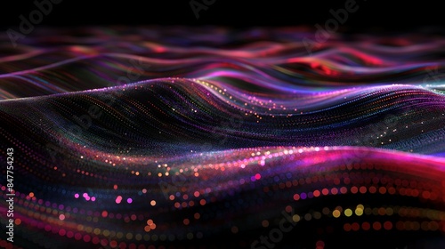 Glowing Waveforms, Luminescent Spectra Abstract Light Symphony, Luminous Dreamland photo