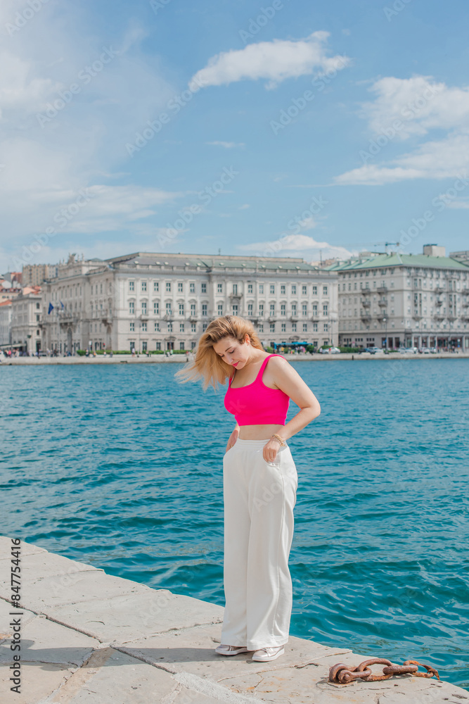 Vacation in Italy. Woman on a rest. Concept of tourism and recreation. European holidays Vacation in Italy. Woman on a rest. Concept of tourism and recreation. European holidays