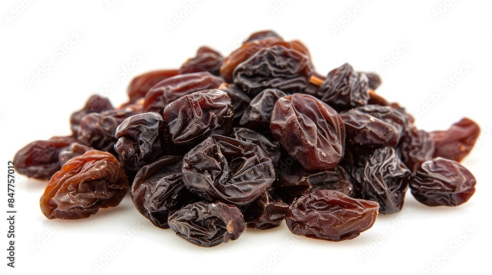 Raisins displayed on a white background Raisins displayed on a white background