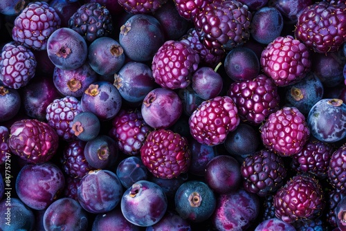 Dewberries texture background, Rubus fruits pattern, blackberries mockup, raspberries banner, black berry mix photo