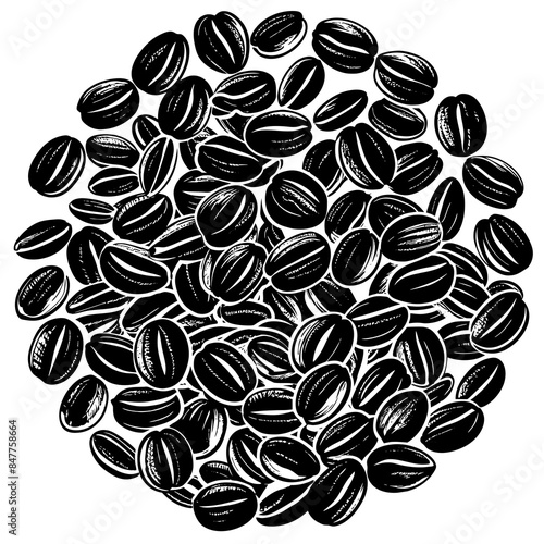 Coffee beans floating isolated on transparent background

