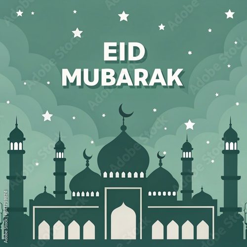 Eid Mubarak Islamic festival greeting card banner poster design