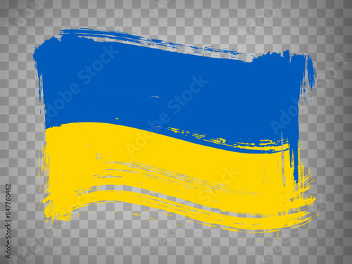 Flag Ukraine, brush stroke background.  Waving Flag Ukraine on tranparent backrgound for your web site design, logo, app, UI.  EPS10.