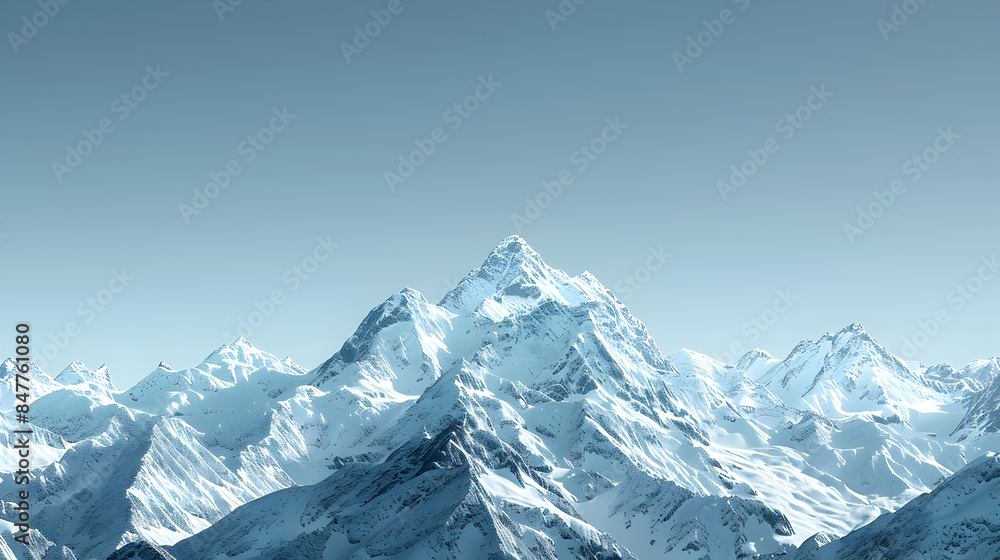 Obraz premium Snow-Covered Peak Under Blue Sky background 