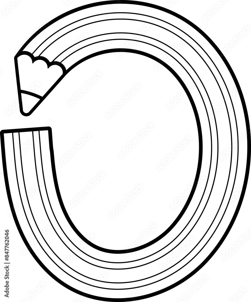 Pencil O Letter Alphabet Outline Kids Font Pencil O Letter Alphabet Outline Kids Font