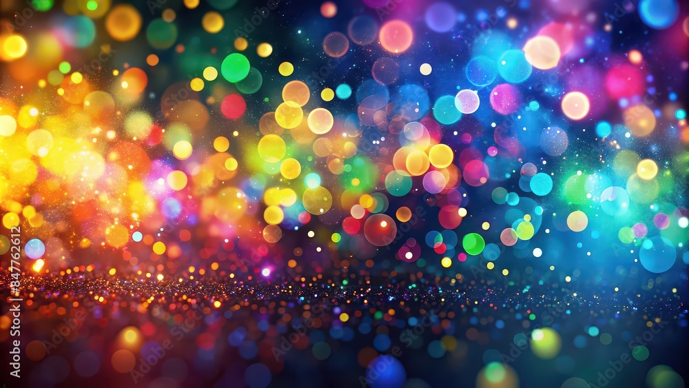 Fototapeta premium Abstract particles background with colorful bokeh , particles, abstract, background, colorful, bokeh, vibrant, shades, sparkles, glowing, texture, light, pattern, design, festive, digital
