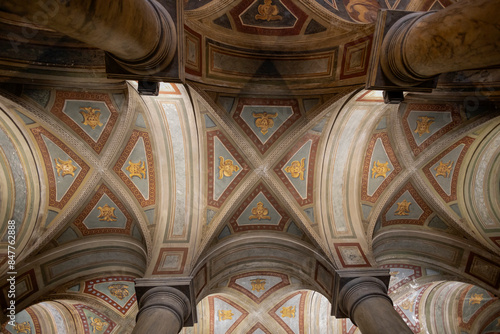 GENOA, ITALY, MAY 17, 2024 - The vault of Lomellini Patrone Palace, also the regional military command in Genoa, Italy photo