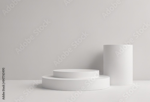 white podium on white background