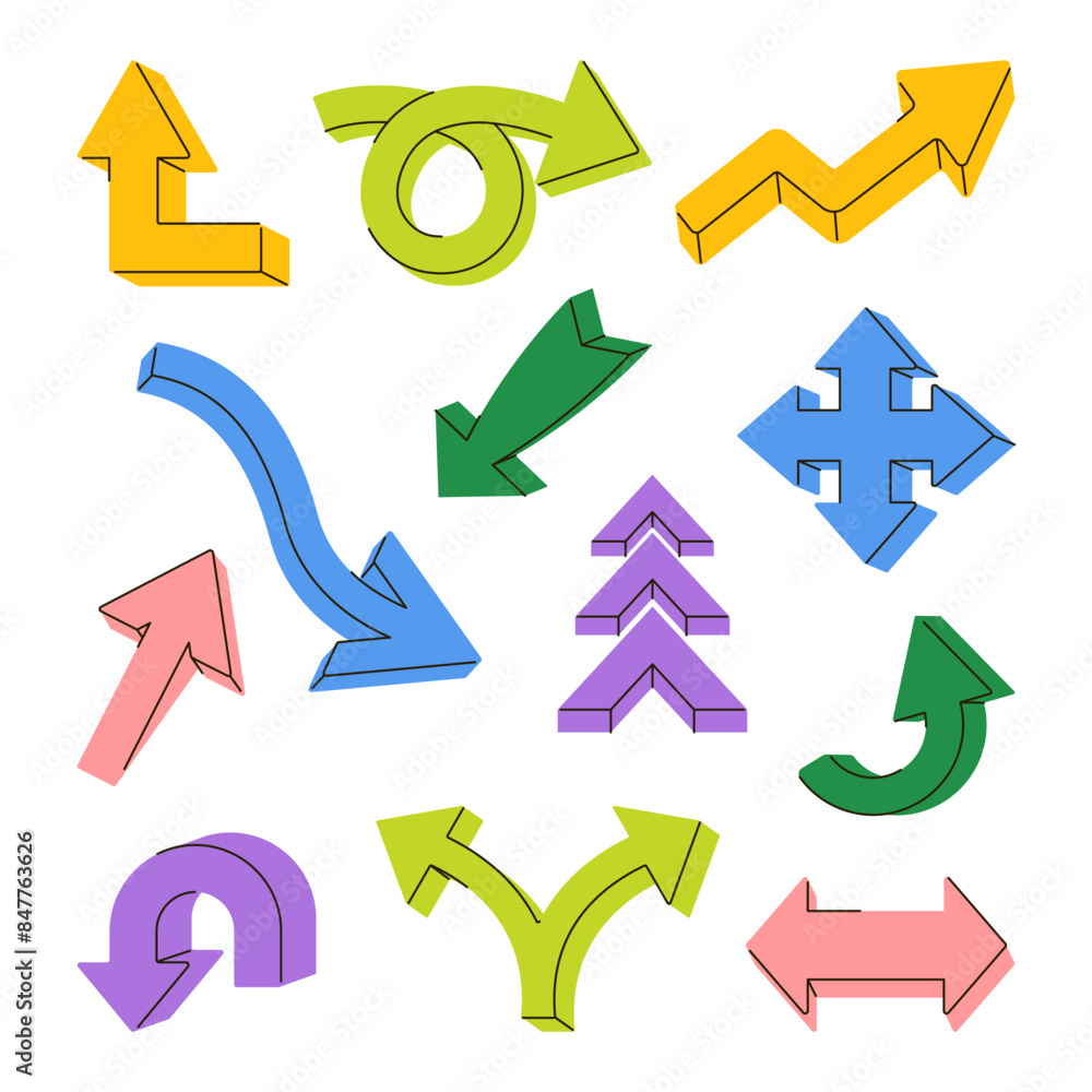 Set of vector doodle arrows. Cartoon drawn direction signs or insignia. Pointer icon for plan or brush marker. Web graphic scribble for pointing focus. Curved isolated collection. Symbol and element Set of vector doodle arrows. Cartoon drawn direction signs or insignia. Pointer icon for plan or brush marker. Web graphic scribble for pointing focus. Curved isolated collection. Symbol and element