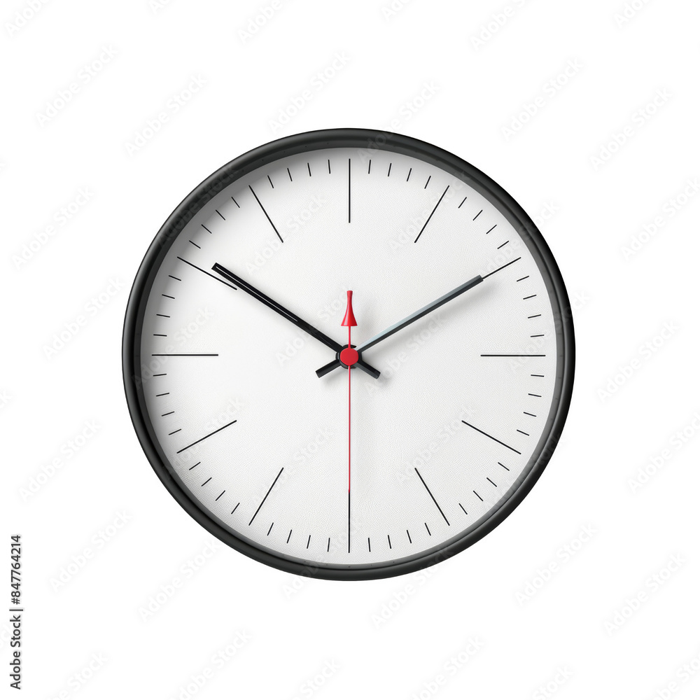 Minimalist wall clock with a white face and black hands, showcasing simple design and timeless elegance. Suitable for modern interior decor. Minimalist wall clock with a white face and black hands, showcasing simple design and timeless elegance. Suitable for modern interior decor.