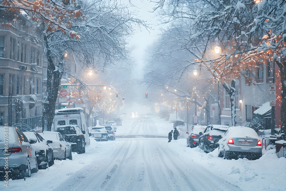 Obraz premium Winter disaster in a city