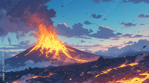 Volcano lava erupting. Volcano magma erupting photo