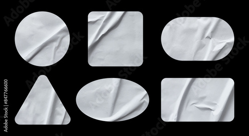 Fotografie Set of stickers in various shapes with paper texture