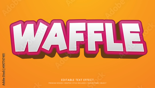 waffle food editable 3d text effect template bold typography and abstract style, food logo and fast food brand