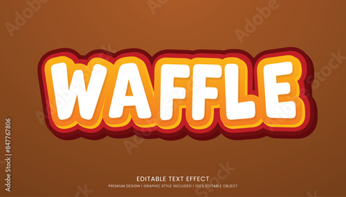 waffle food editable 3d text effect template bold typography and abstract style, food logo and fast food brand