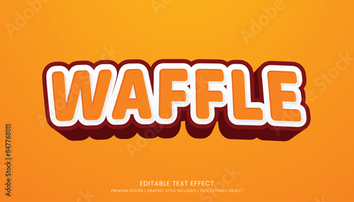 waffle food editable 3d text effect template bold typography and abstract style, food logo and fast food brand