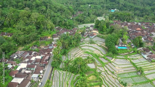Sidemen, Bali: Aerial drone footage of the traditional Sidemen village in Central Bali in Indonesia photo