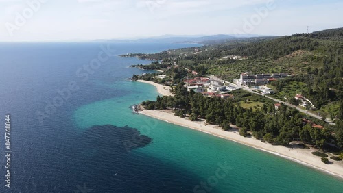 Amazing view of Sithonia coastline near Nikitis Beach, Chalkidiki, Central Macedonia, Greece photo