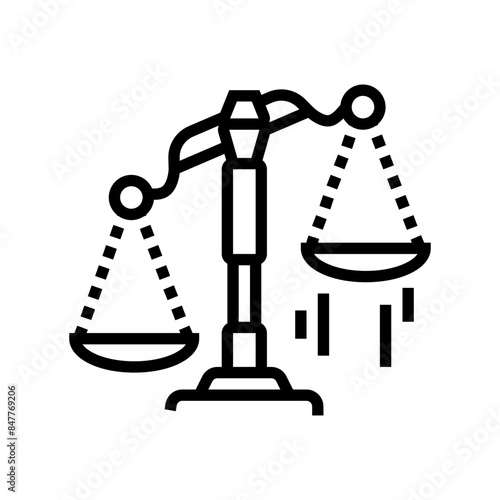 scales tipping favor progress line icon vector. scales tipping favor progress sign. isolated contour symbol black illustration