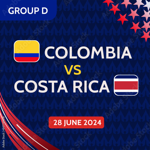 Football Copa America match Colombia vs Costa Rica. American Cup soccer competition