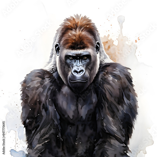 drawing of a Gorillas Illustration white background  © Linggakun