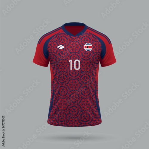 3d realistic soccer home jersey Costa Rica national team 2024