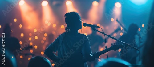 A worship band playing music on stage at the church conference, Church Conference, blurred background AI generated