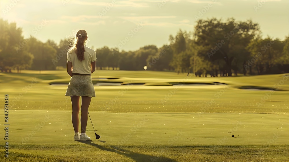 young woman on a golf course