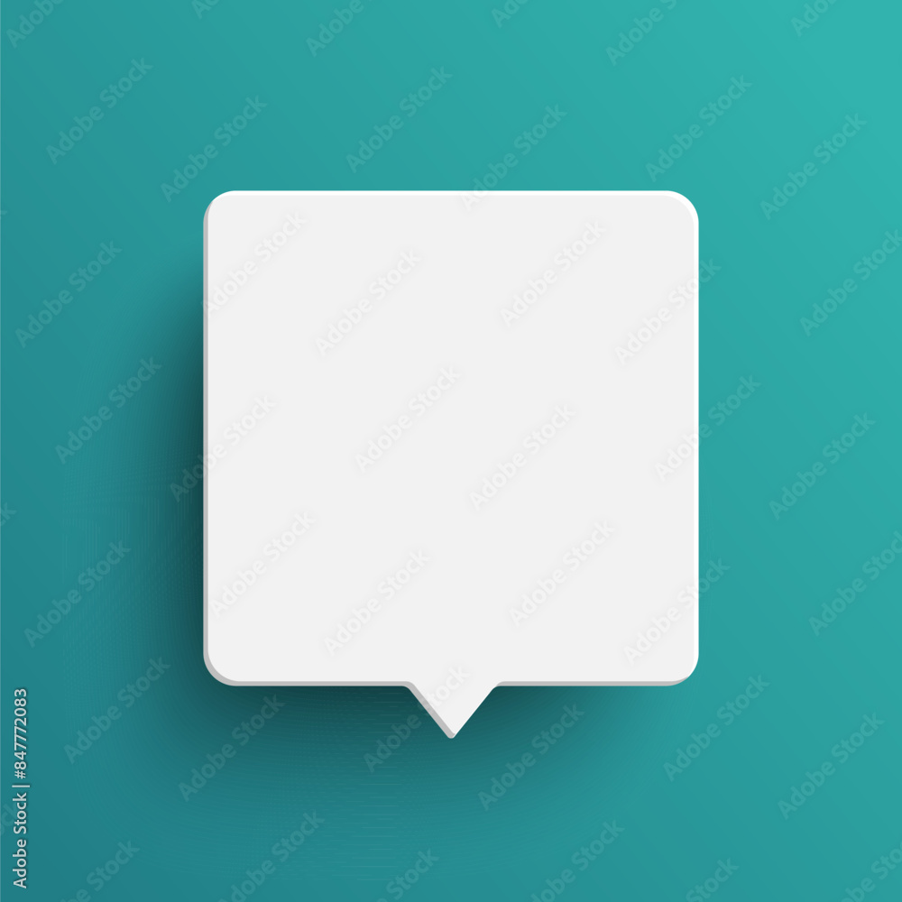White square speech bubble on green background White square speech bubble on green background