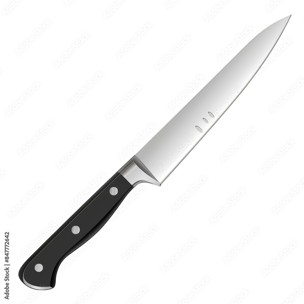 High-quality kitchen knife with a black handle and sharp stainless steel blade. Ideal for professional chefs and home cooking enthusiasts. High-quality kitchen knife with a black handle and sharp stainless steel blade. Ideal for professional chefs and home cooking enthusiasts.