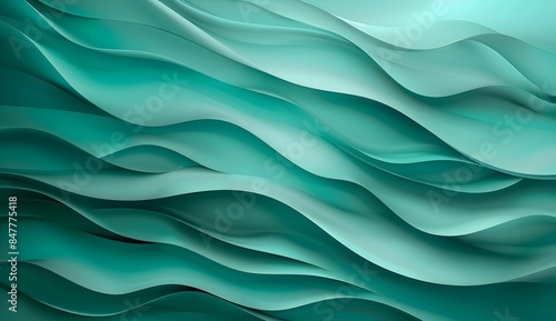 abstract background with smooth wavy lines in teal and green colors in the style of no artist 