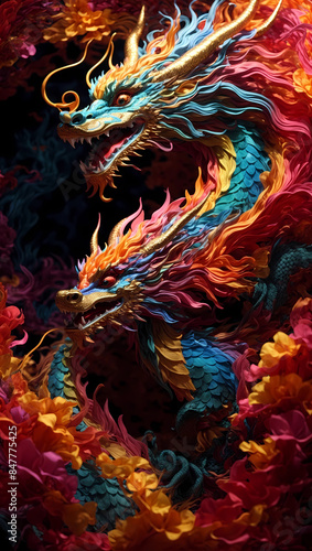 Beautiful elegant legendary chinese dragon for book cover