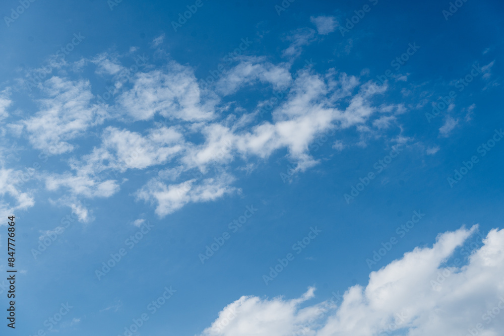Blue sky with white cloud. The summer heaven is a colorful clearing day with good weather and beautiful morning nature. Blue sky with white cloud. The summer heaven is a colorful clearing day with good weather and beautiful morning nature.