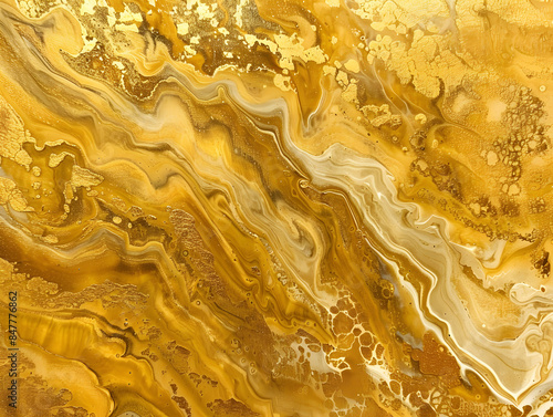 Gold fluid art marbling paint textured background Oil color painting. Generative AI.