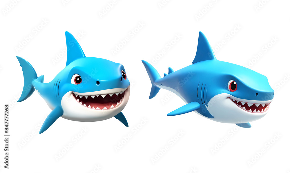 3d rendering shark cartoon characters isolated on transparent background, PNG file add 3d rendering shark cartoon characters isolated on transparent background, PNG file add