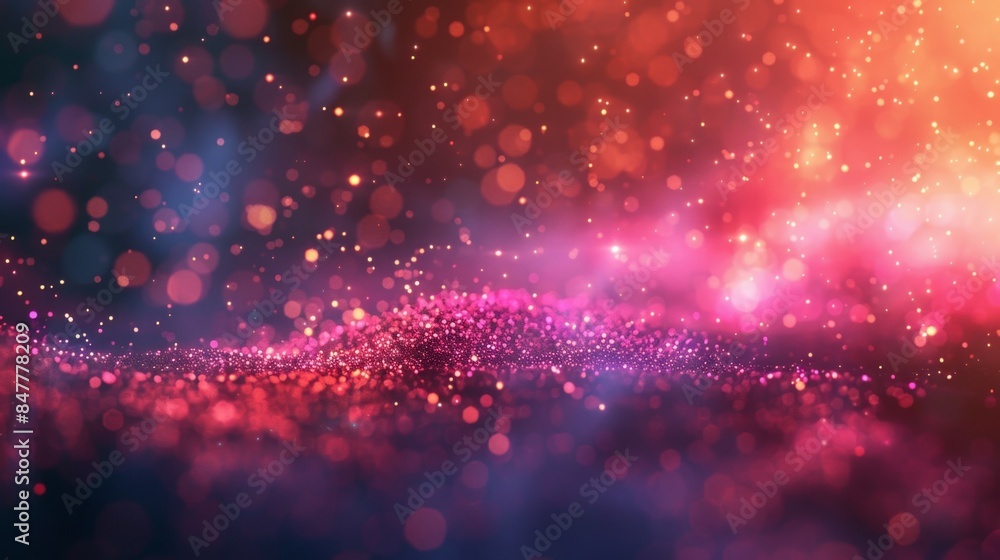 Many particles flying in the air, purple, blue, yellow particles Many particles flying in the air, purple, blue, yellow particles