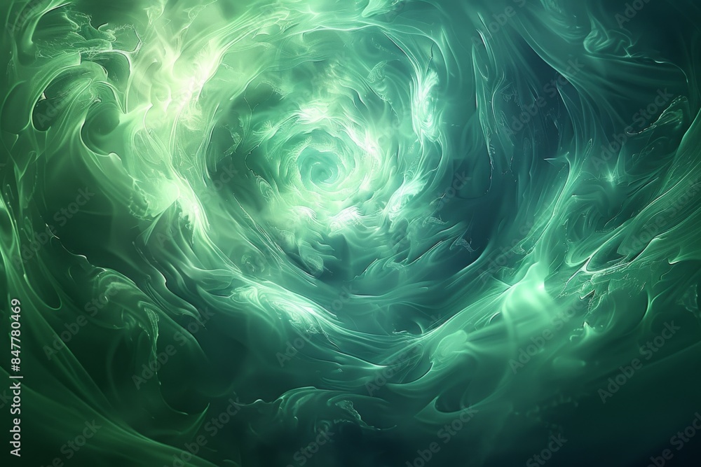 Obraz premium 暗い背景に抽象的な緑の渦巻き