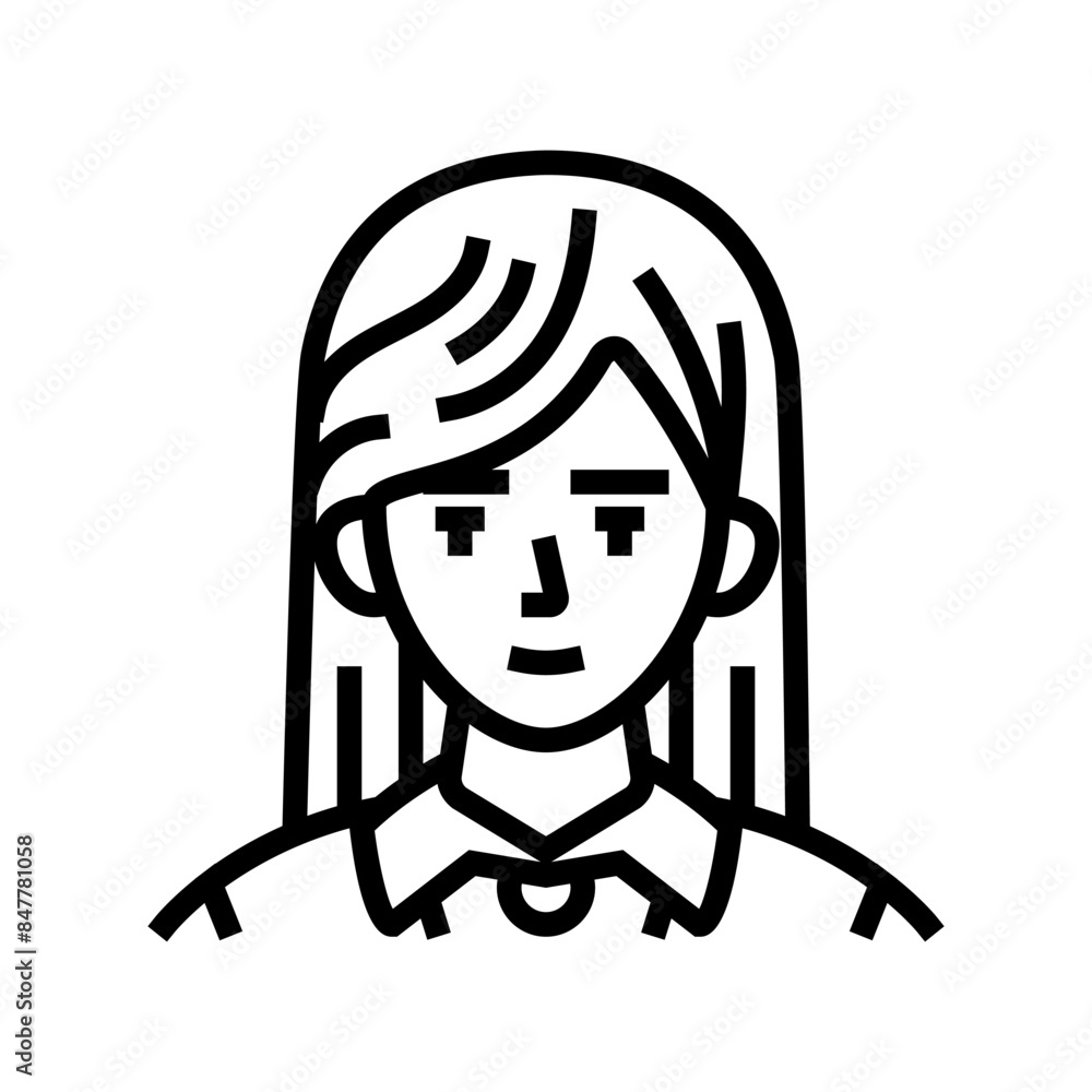 avatar school girl japanese line icon vector. avatar school girl japanese sign. isolated contour symbol black illustration avatar school girl japanese line icon vector. avatar school girl japanese sign. isolated contour symbol black illustration