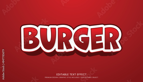 burger food editable 3d text effect template bold typography and abstract style, food logo and fast food brand