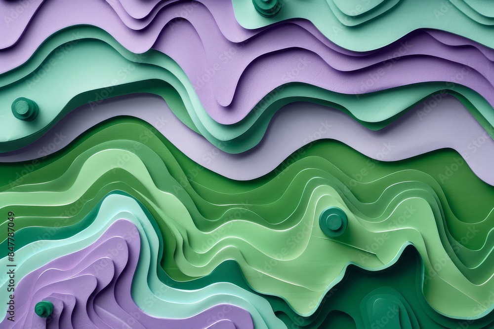 Vibrant purple and green topographic pattern illustrating abstract layered landscape Vibrant purple and green topographic pattern illustrating abstract layered landscape