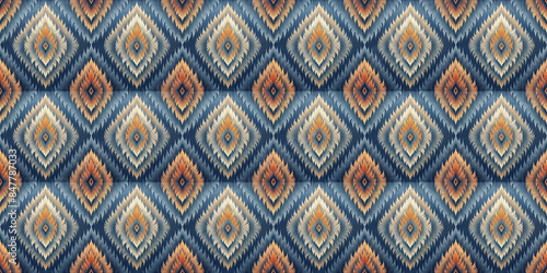 Monochromatic Ikat Seamless Pattern 