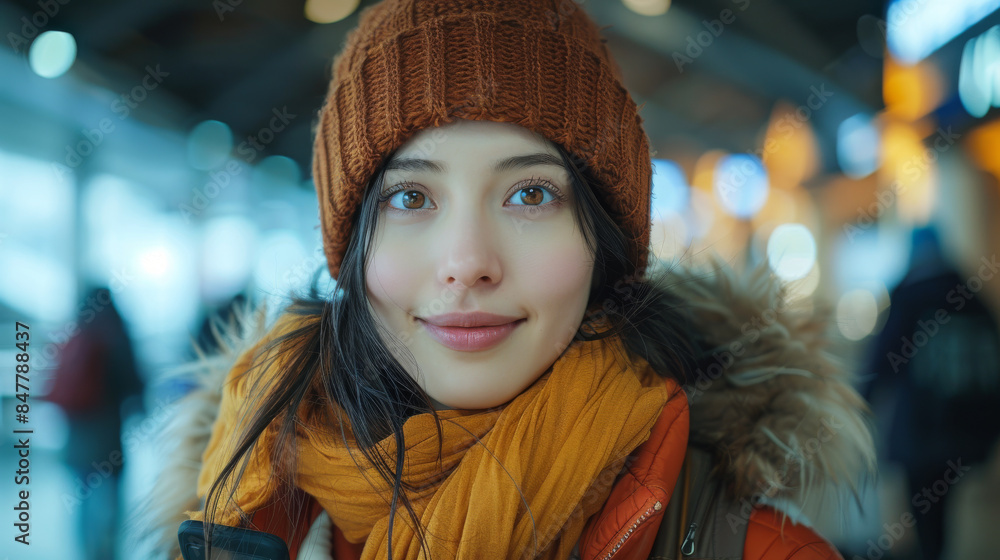 Generative ai illustration of a Happy female traveler Generative ai illustration of a Happy female traveler