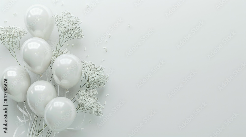 White Wedding balloons on a white background White Wedding balloons on a white background
