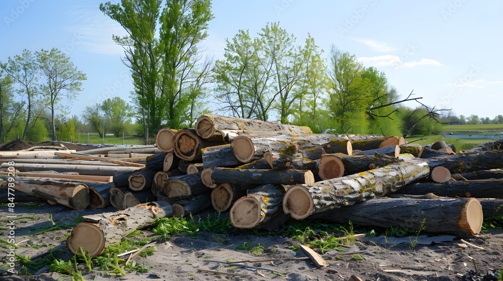 a pile of cut logs of trees from poplars a pile of cut logs of trees from poplars