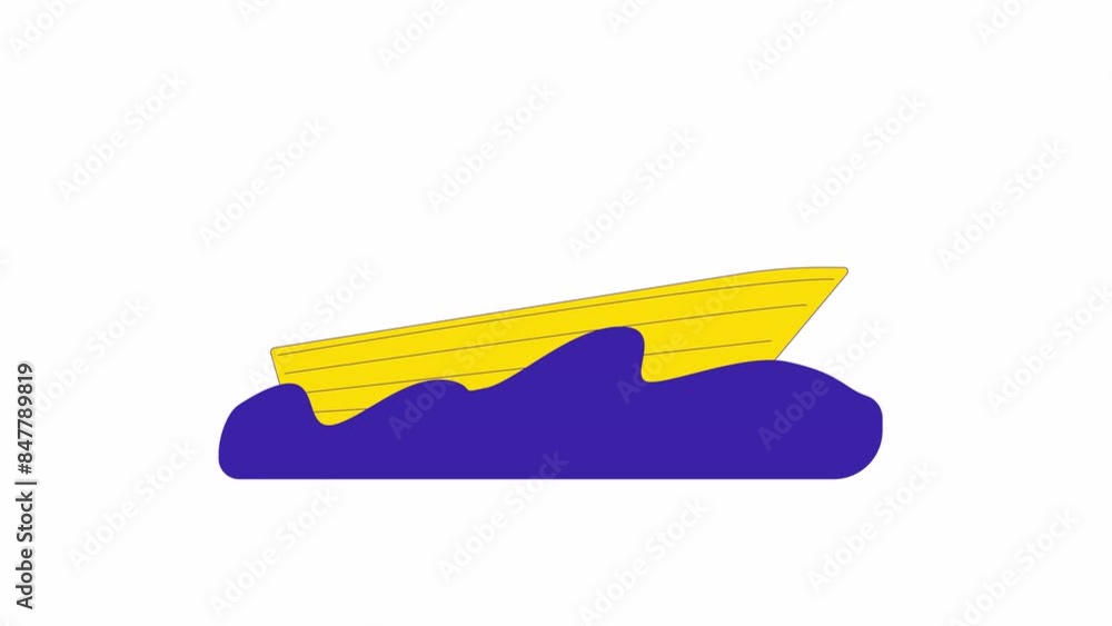 Empty boat sailing in rough water line 2D object animation. Paddle vessel in sea flat color cartoon 4K video, alpha channel. Old watercraft in rolling river waves animated item on white background Empty boat sailing in rough water line 2D object animation. Paddle vessel in sea flat color cartoon 4K video, alpha channel. Old watercraft in rolling river waves animated item on white background