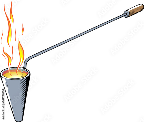 Flambadou BBQ barbecue grill cooking vector illustration colored isolated