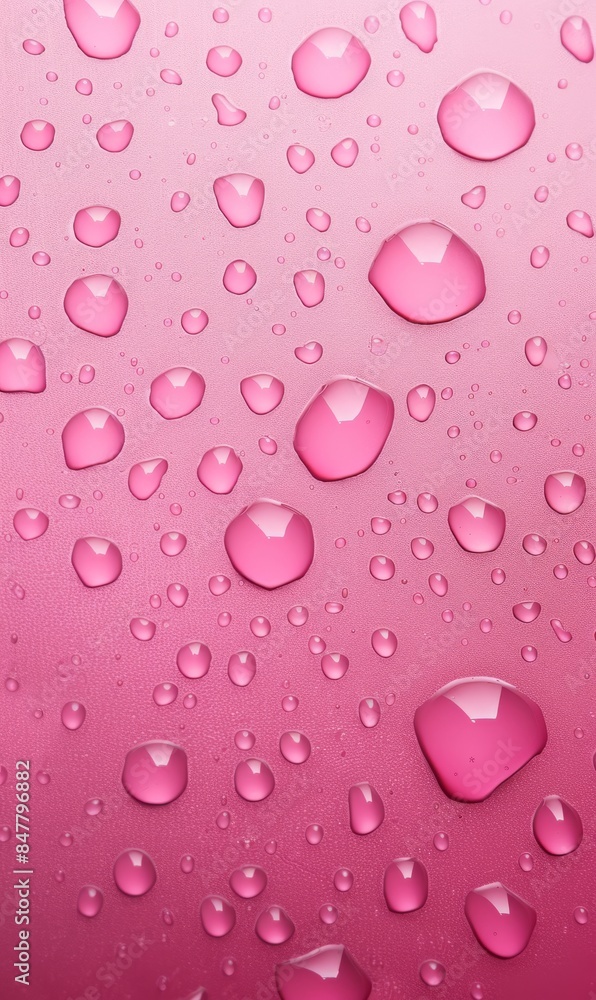 Close-up of water droplets on pink background creating a simple and refreshing pattern Close-up of water droplets on pink background creating a simple and refreshing pattern